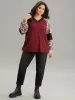 Boho Print Contrast Texture Rib Knit Raglan Sleeve Sweatshirt sold by Bloomchic