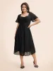 Heart Neckline Texture Patchwork Drawstring Dress sold by Bloomchic