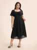 Heart Neckline Texture Patchwork Drawstring Dress sold by Bloomchic