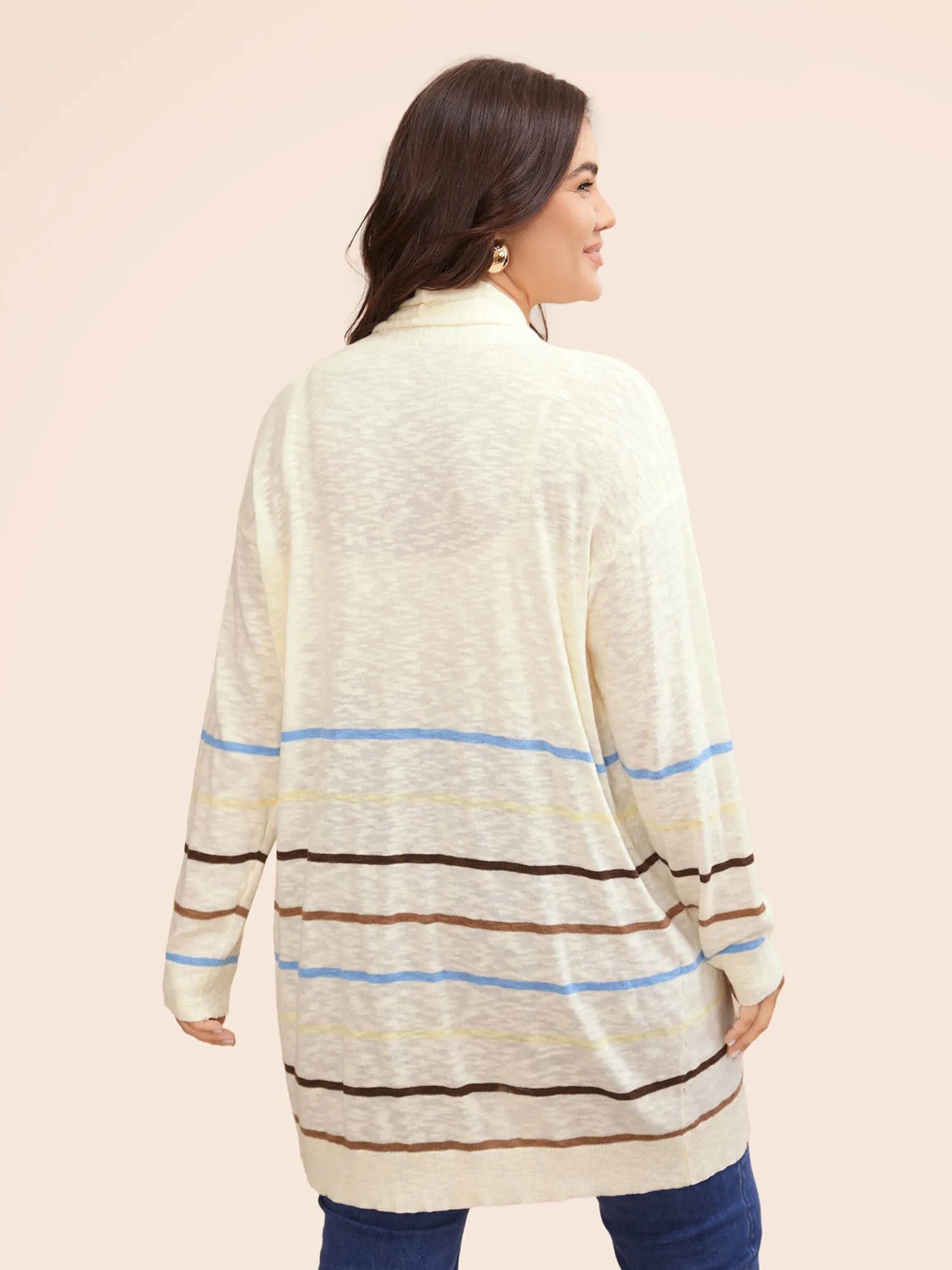 Contrast Striped Pocket Open Front Cardigan sold by Bloomchic product image thumbnail 2