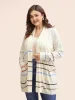Contrast Striped Pocket Open Front Cardigan sold by Bloomchic