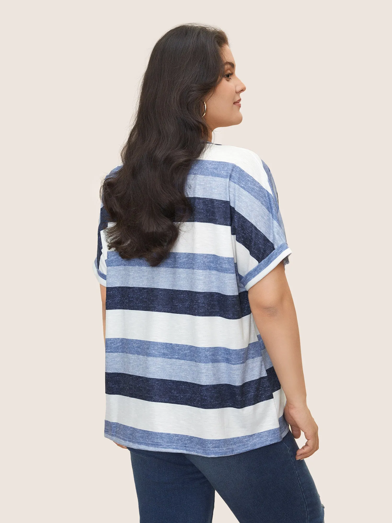 Stripes Dolman Sleeve Patch Pocket T-shirt sold by Bloomchic product image thumbnail 2