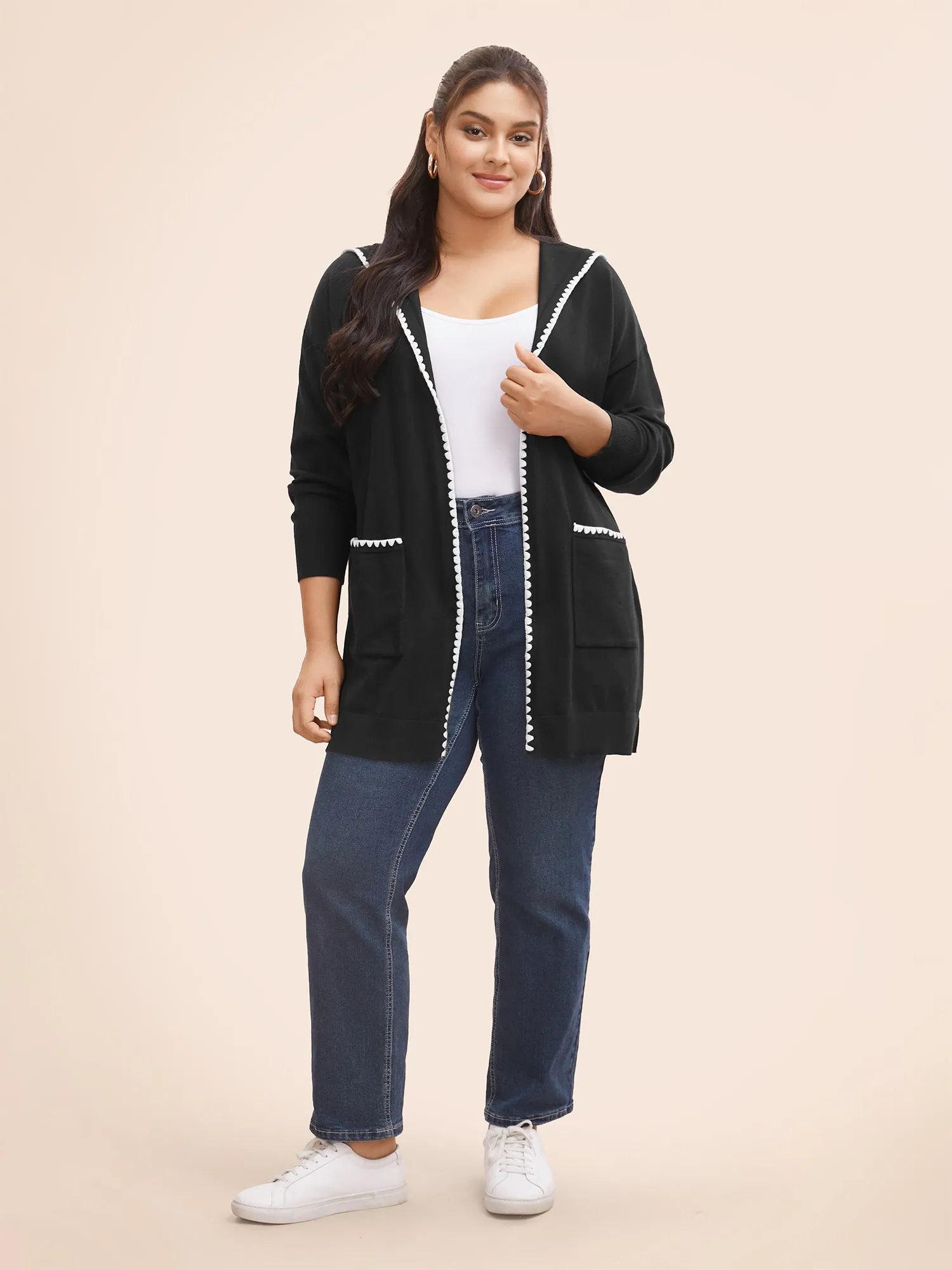 Supersoft Essentials Contrast Trim Hooded Cardigan sold by Bloomchic product image thumbnail 3