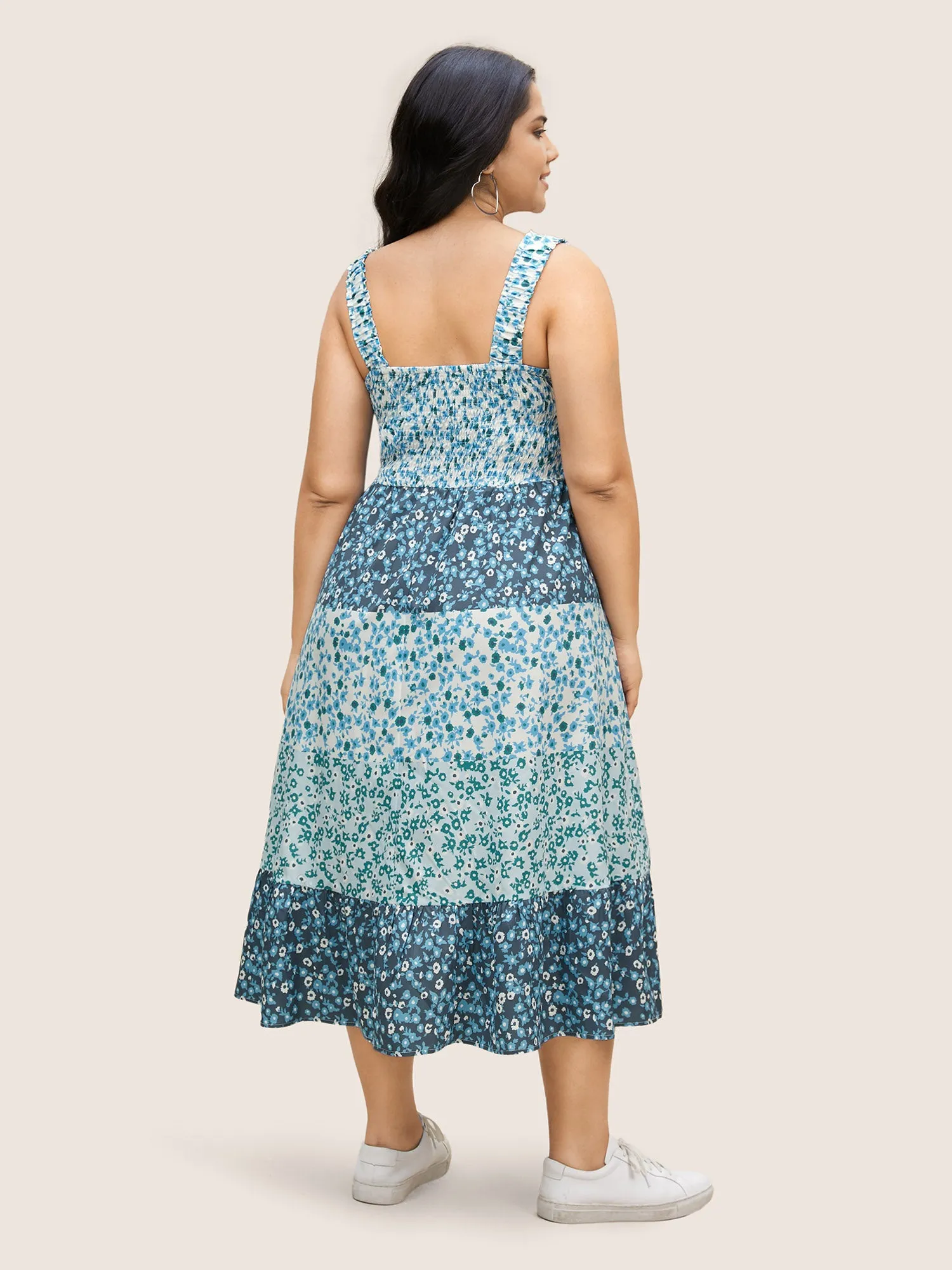 Ditsy Floral Patchwork Ruffle Hem Dress sold by Bloomchic product image thumbnail 4