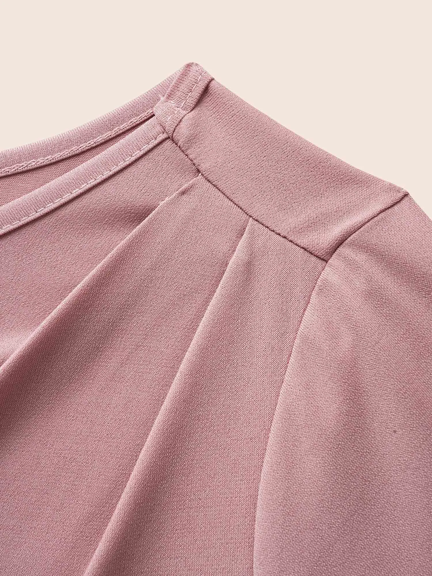 Solid Round Neck Plicated Detail T-shirt sold by Bloomchic product image thumbnail 5