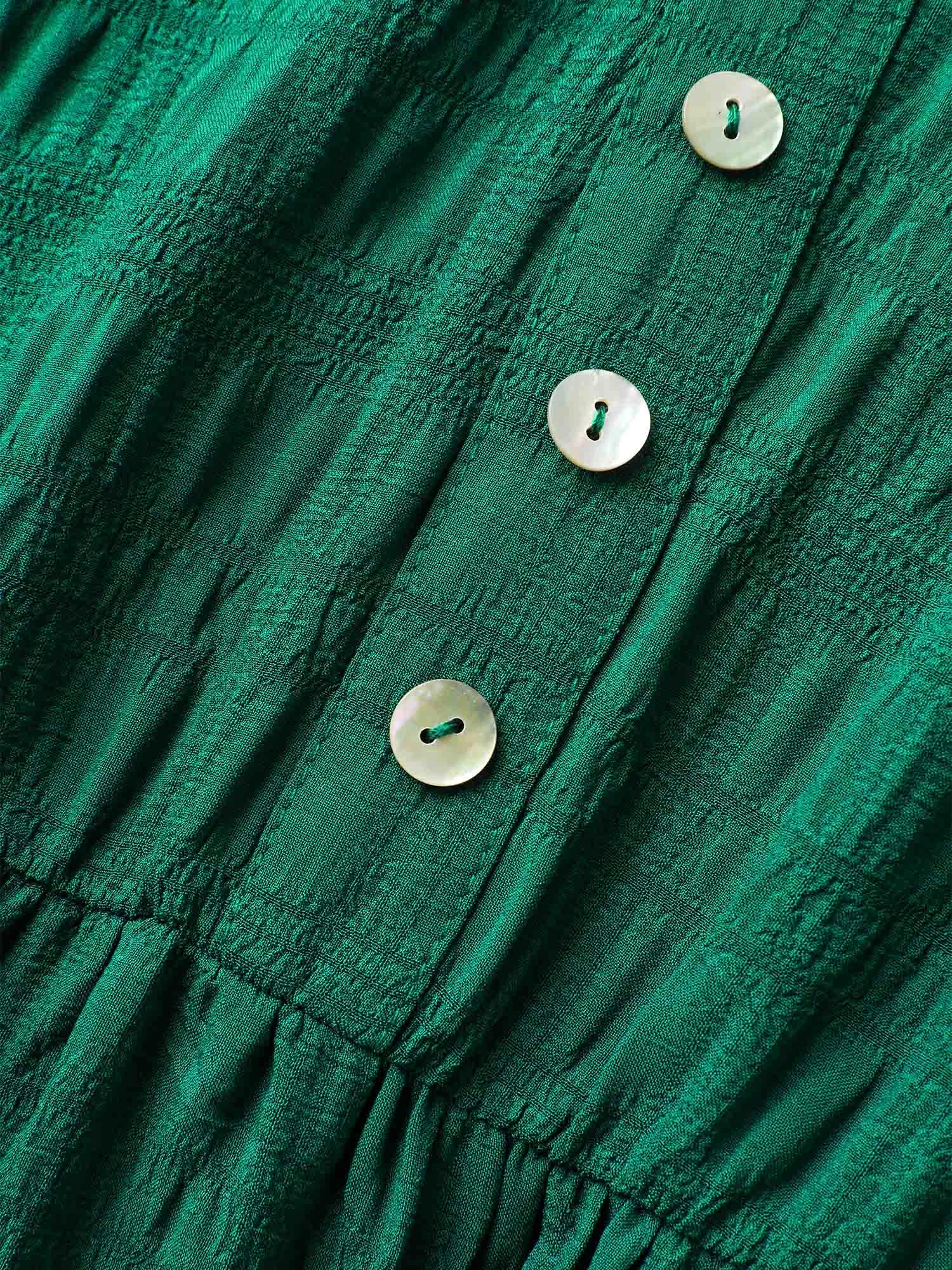 Textured Button Detail Ruffle Layered Hem Dress sold by Bloomchic product image thumbnail 5