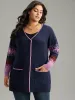 Contrast Heather Pocket Open Front Cardigan sold by Bloomchic