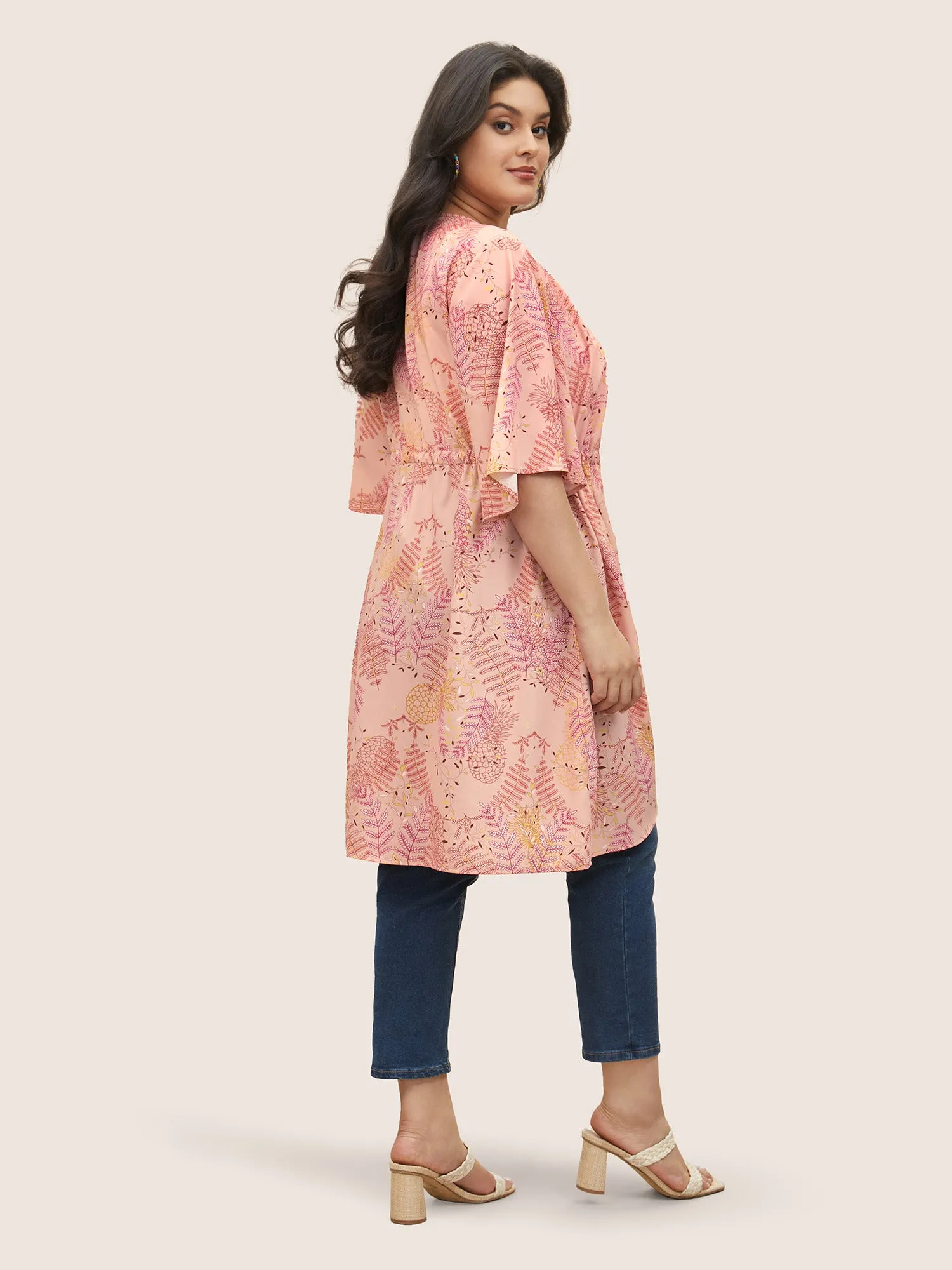 Tropical Print Drawstring Tassels Kimono sold by Bloomchic product image thumbnail 4