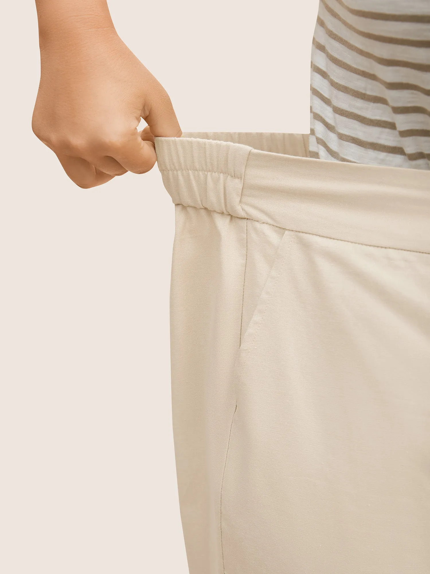 Cotton Linen Solid Mid Rise Wide Leg Pants sold by Bloomchic product image thumbnail 4