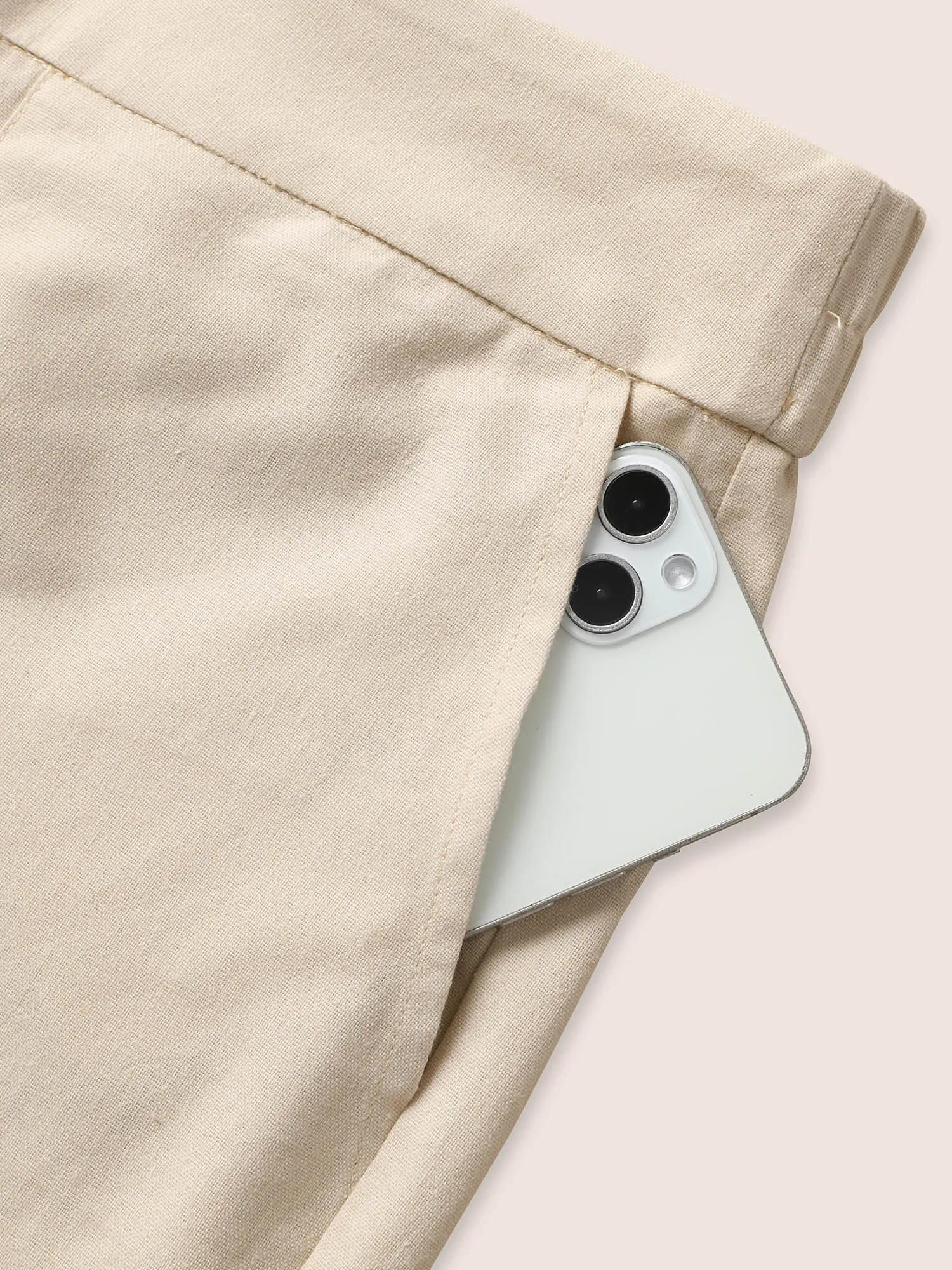 Cotton Linen Solid Mid Rise Wide Leg Pants sold by Bloomchic product image thumbnail 5