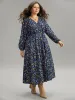 Ditsy Floral Elastic Cuffs Surplice Neck Dress sold by Bloomchic
