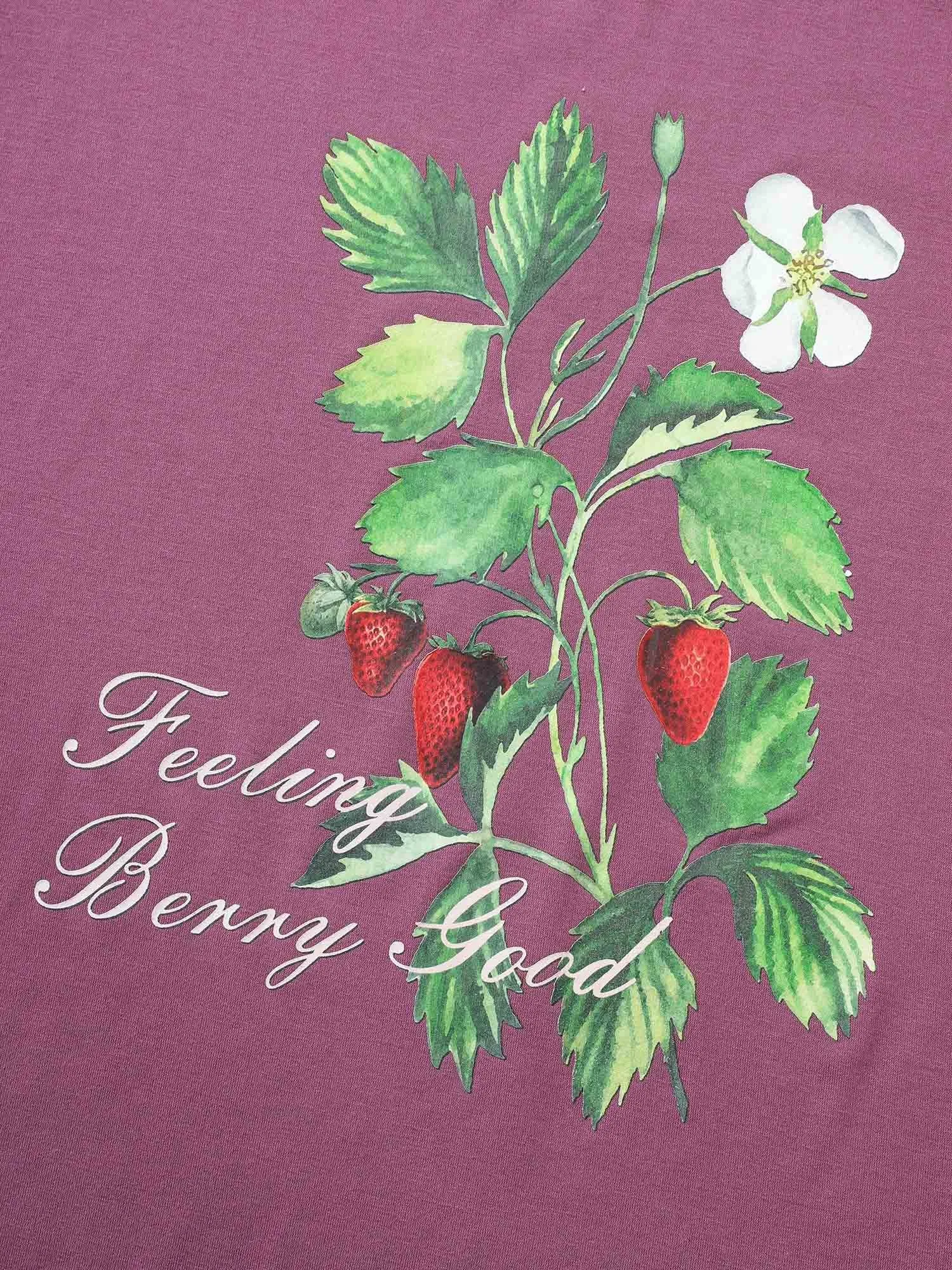 Strawberry Print Round Neck T-shirt sold by Bloomchic product image thumbnail 5
