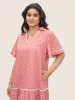 Gingham Patchwork Lapel Collar Ruffle Sleeve Dress sold by Bloomchic