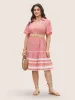 Gingham Patchwork Lapel Collar Ruffle Sleeve Dress sold by Bloomchic