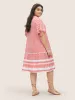 Gingham Patchwork Lapel Collar Ruffle Sleeve Dress sold by Bloomchic