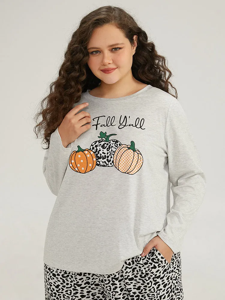 Halloween Letter & Pumpkin Pattern Sleep Top sold by Bloomchic