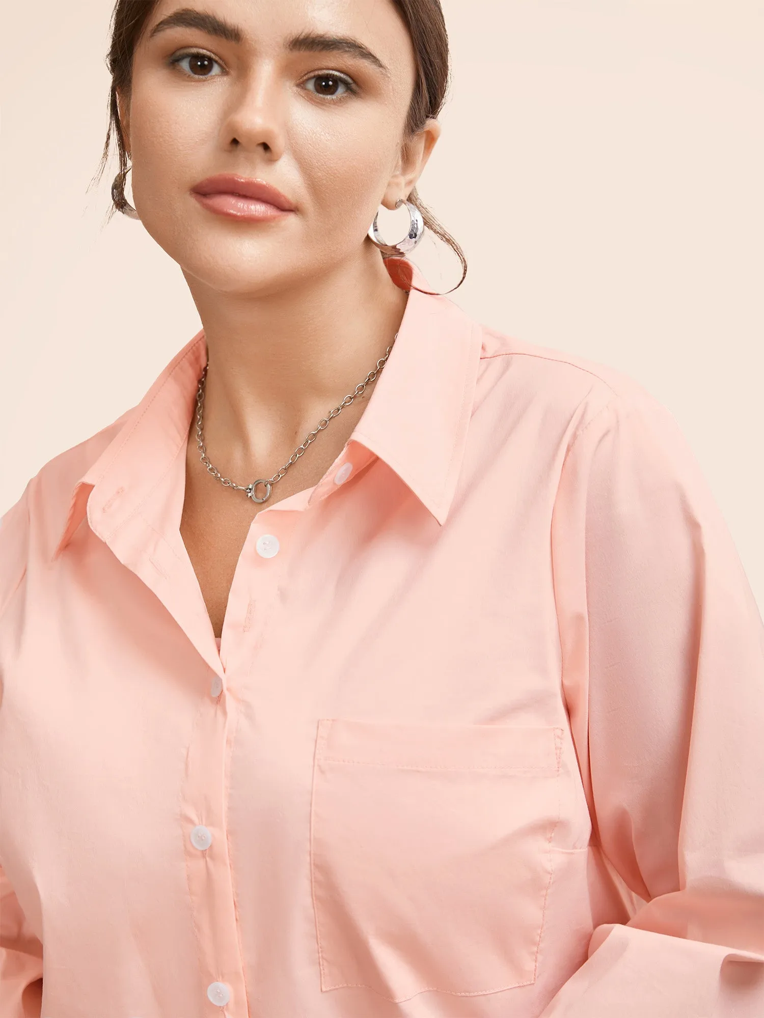 Plain Shirt Collar Split Side Blouse sold by Bloomchic product image thumbnail 5