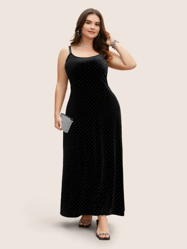 U Neck Glitter Adjustable Straps Maxi Dress sold by Bloomchic