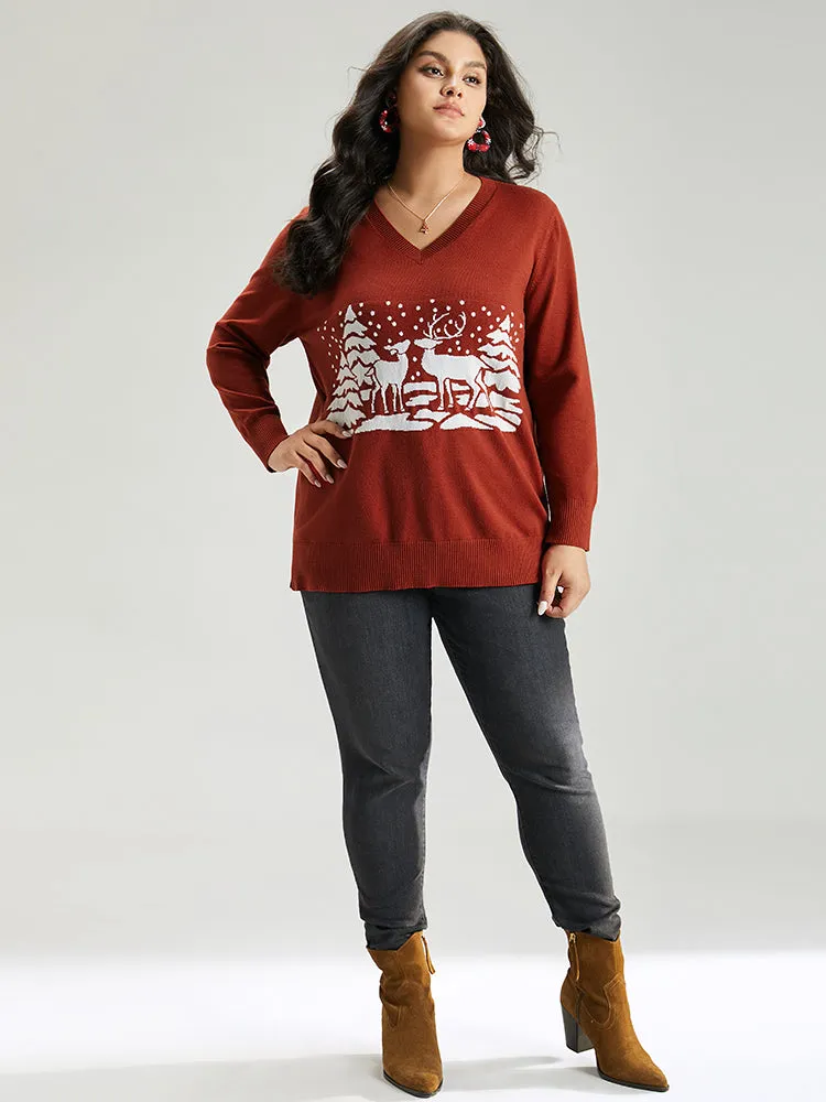 Anti-Pilling Christmas Trees & Elk Print Pullover sold by Bloomchic product image thumbnail 5