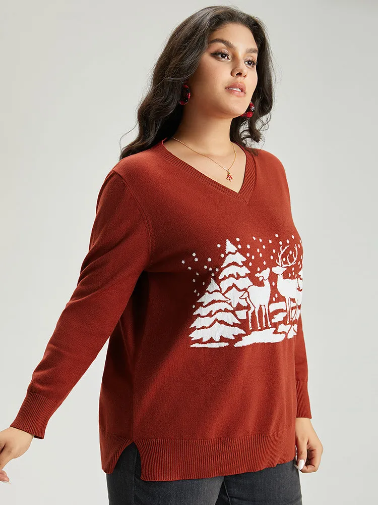 Anti-Pilling Christmas Trees & Elk Print Pullover sold by Bloomchic product image thumbnail 3