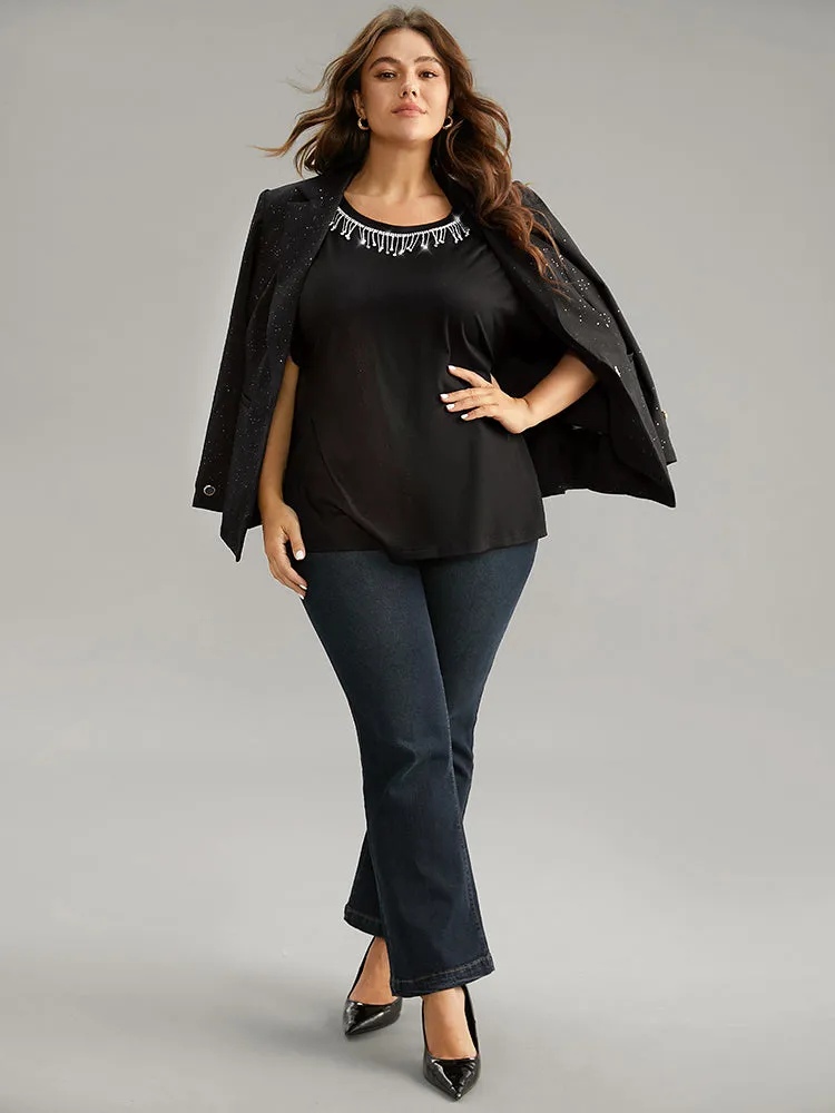 Metal Tassel Detail Crew Neck T-shirt sold by Bloomchic product image thumbnail 3