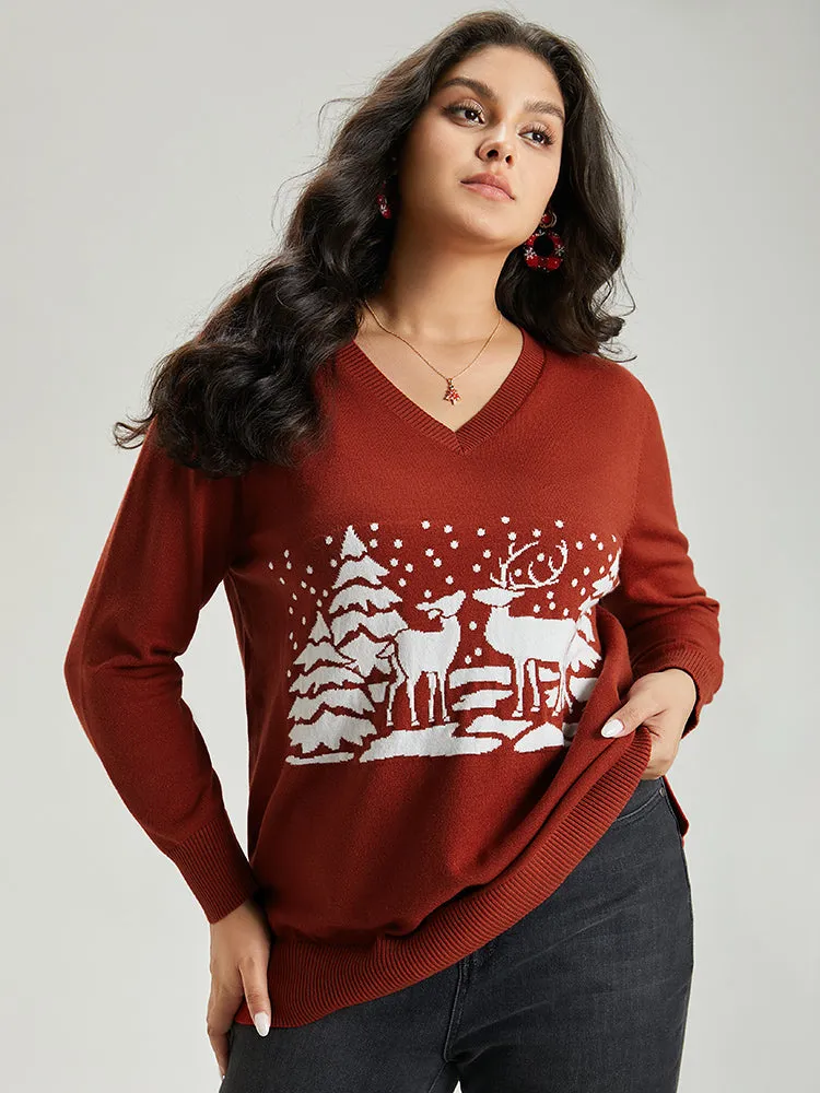 Anti-Pilling Christmas Trees & Elk Print Pullover sold by Bloomchic product image thumbnail 4