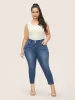 Medium Wash Slim Cropped Jeans sold by Bloomchic