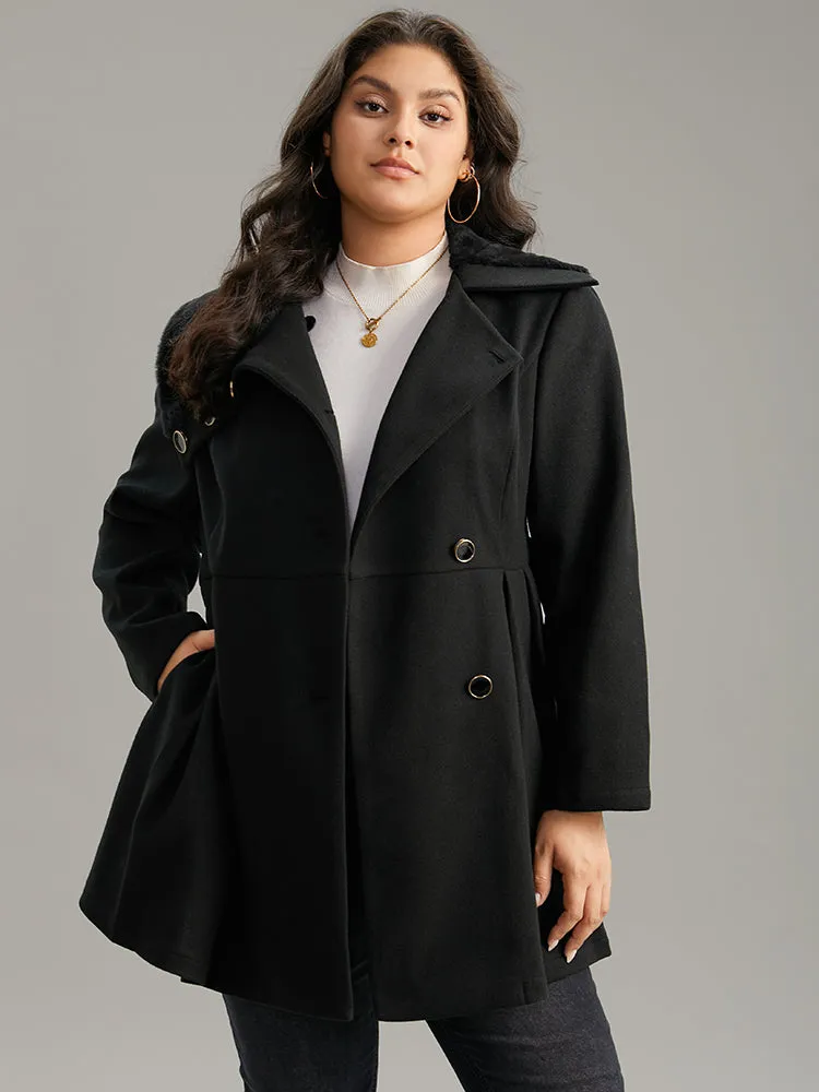 Fuzzy Patchwork Knot Belted Button Up Pocket Coat sold by Bloomchic product image thumbnail 2