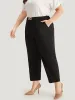 Solid Metal Detail High Rise Straight Leg Pants sold by Bloomchic
