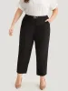 Solid Metal Detail High Rise Straight Leg Pants sold by Bloomchic