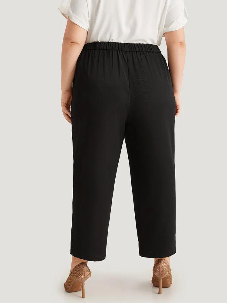 Solid Metal Detail High Rise Straight Leg Pants sold by Bloomchic product image thumbnail 5