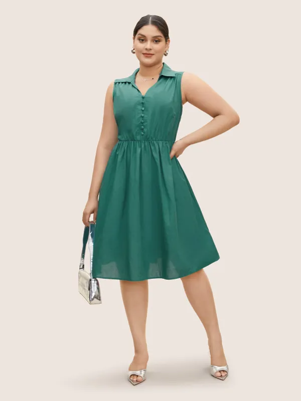 Solid Shirt Collar Button Tank Dress sold by Bloomchic