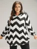Geo Striped Hooded Elastic Cuffs T-shirt sold by Bloomchic