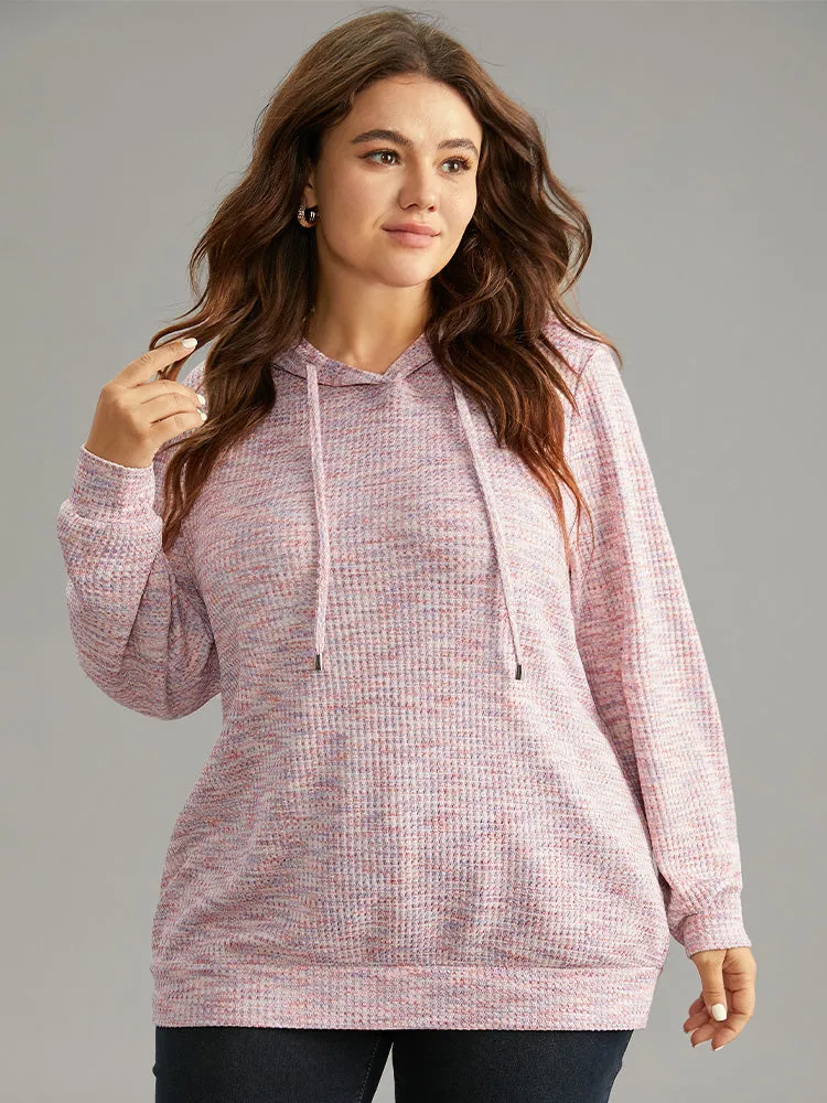 Colour Waffle Knit Hooded Drawstring Sweatshirt sold by Bloomchic product image thumbnail 5