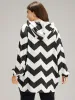 Geo Striped Hooded Elastic Cuffs T-shirt sold by Bloomchic