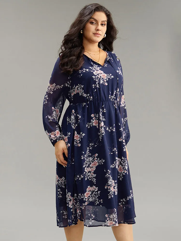 Floral Print Knot Neck Pocket Dress sold by Bloomchic product image thumbnail 5