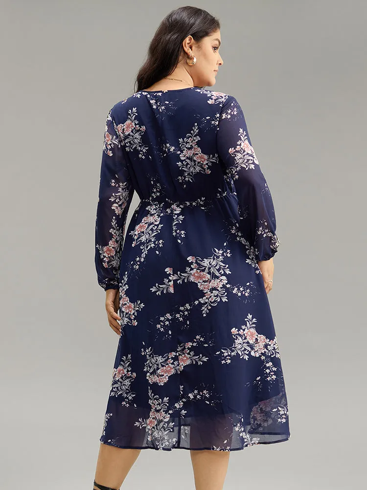 Floral Print Knot Neck Pocket Dress sold by Bloomchic product image thumbnail 3