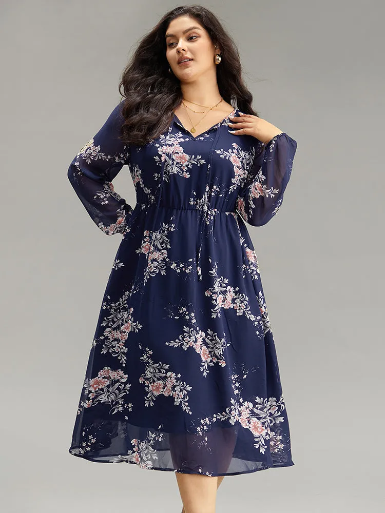 Floral Print Knot Neck Pocket Dress sold by Bloomchic product image thumbnail 2