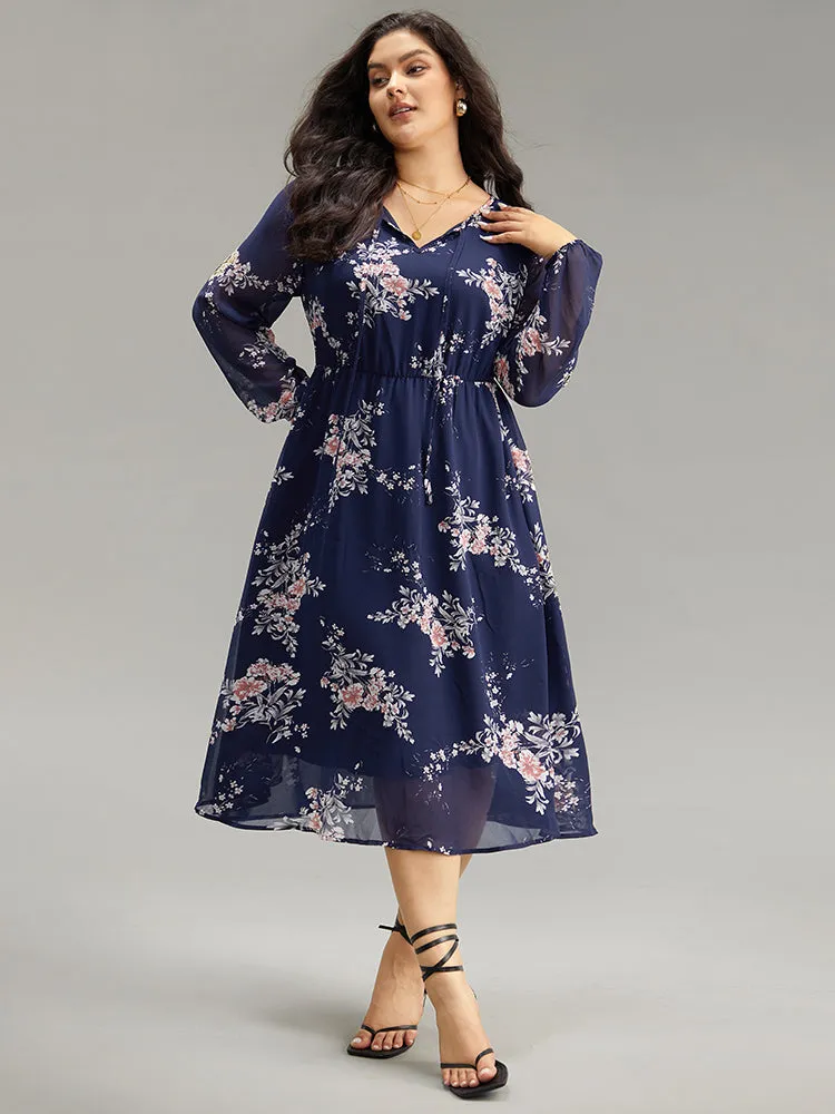 Floral Print Knot Neck Pocket Dress sold by Bloomchic