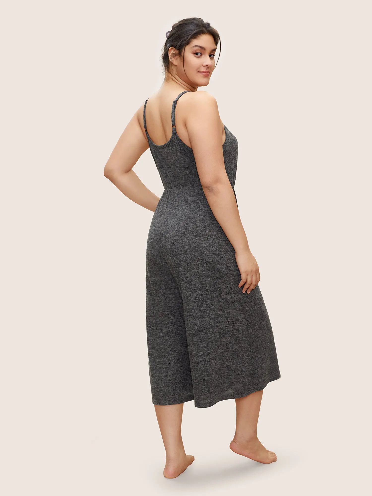 Solid Heather Adjustable Straps Pocket Sleep Jumpsuit sold by Bloomchic product image thumbnail 4