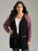 Heather Patchwork Raglan Sleeve Pocket Cardigan sold by Bloomchic
