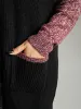 Heather Patchwork Raglan Sleeve Pocket Cardigan sold by Bloomchic