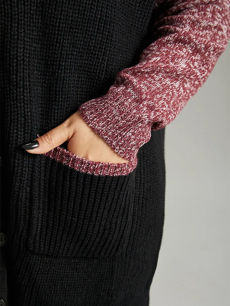 Heather Patchwork Raglan Sleeve Pocket Cardigan sold by Bloomchic product image thumbnail 5