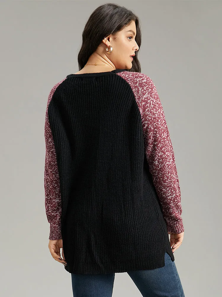 Heather Patchwork Raglan Sleeve Pocket Cardigan sold by Bloomchic product image thumbnail 2