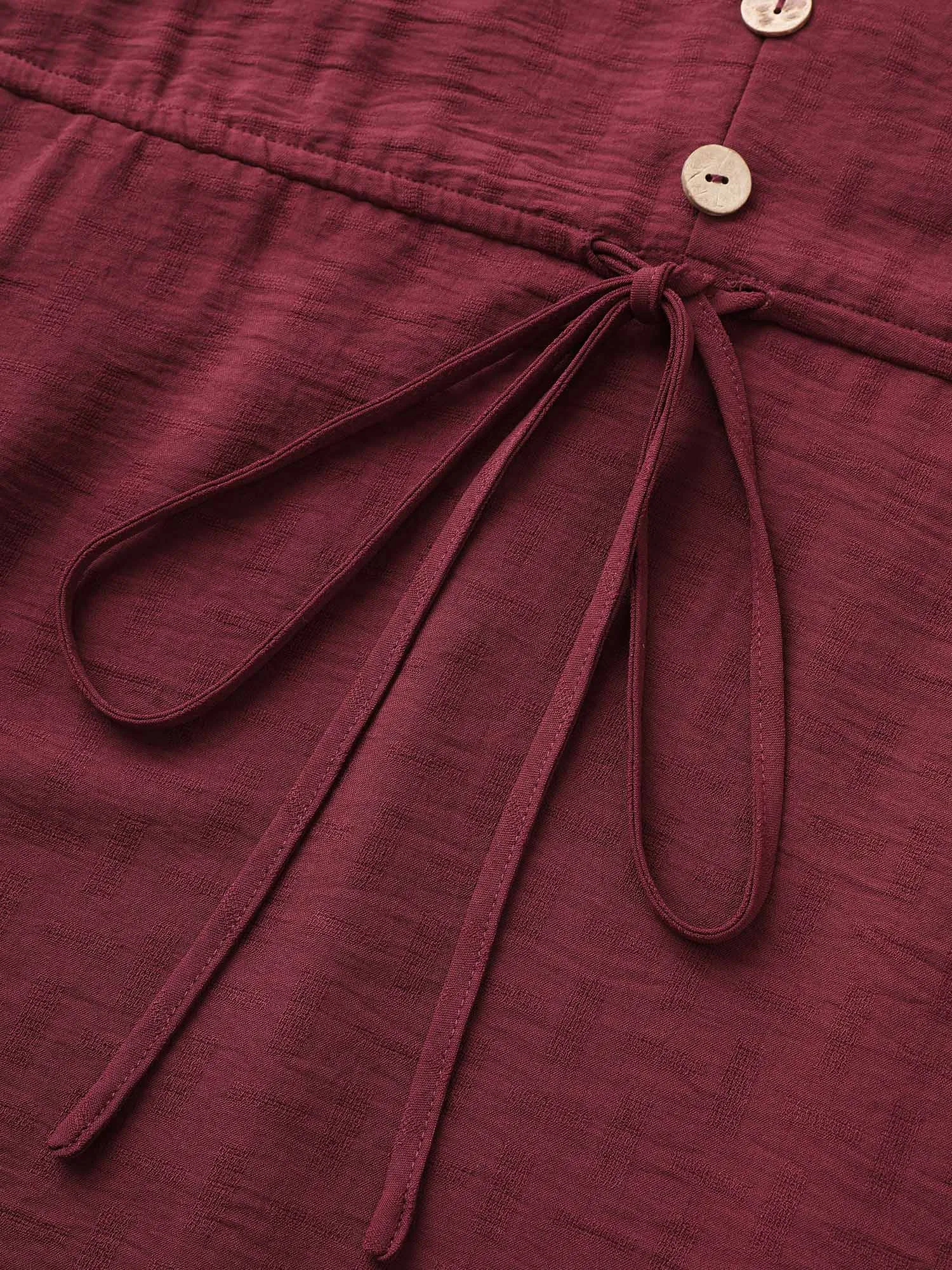 Crochet Lace Mesh Button Detail Drawstring Dress sold by Bloomchic product image thumbnail 5