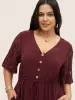 Crochet Lace Mesh Button Detail Drawstring Dress sold by Bloomchic