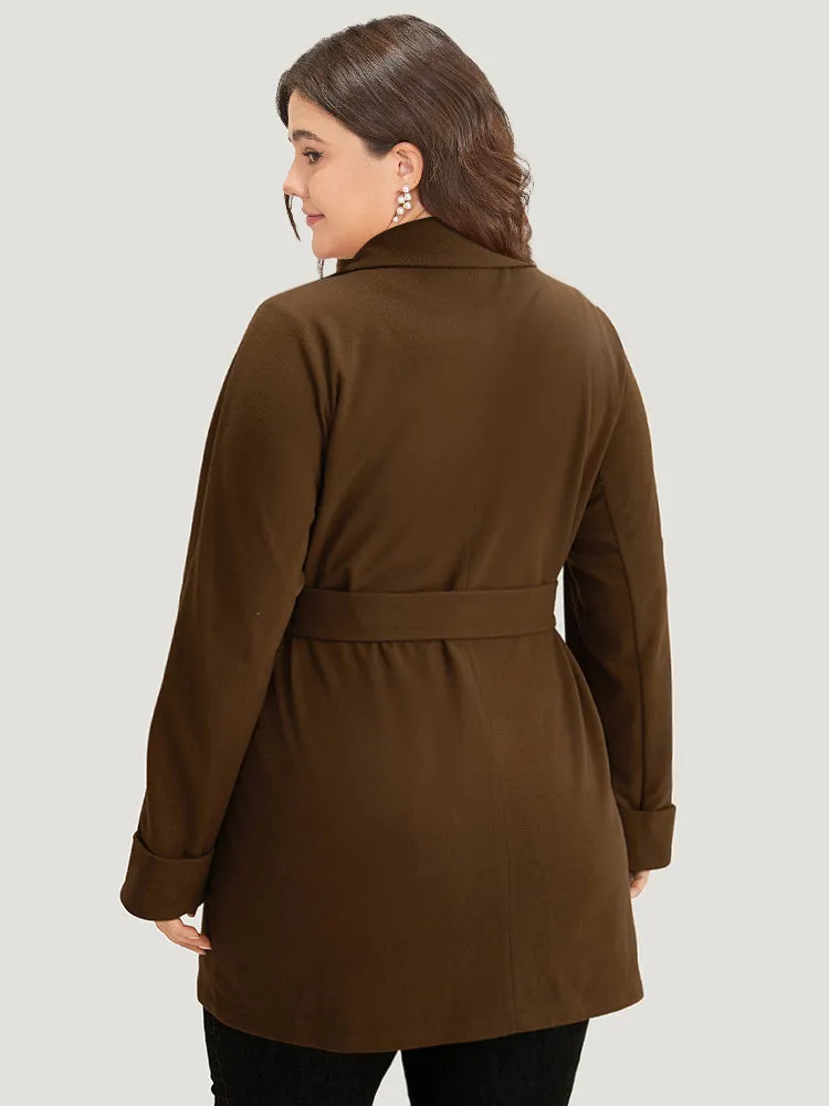 Plain Lapel Collar Pocket Belted Coat sold by Bloomchic product image thumbnail 2