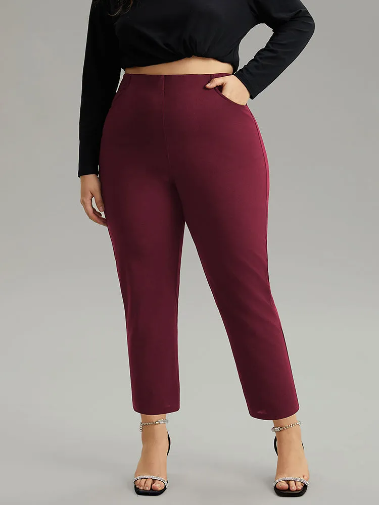 Plain Pocket Bodycon Ankle Pants sold by Bloomchic
