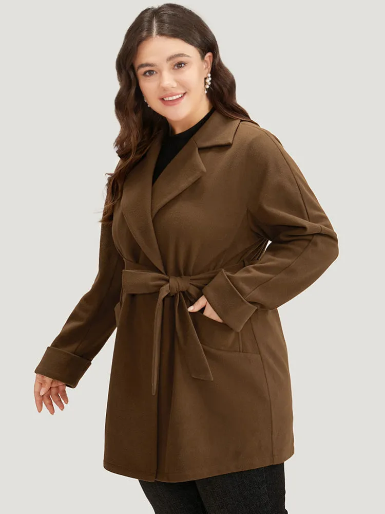 Plain Lapel Collar Pocket Belted Coat sold by Bloomchic product image thumbnail 3