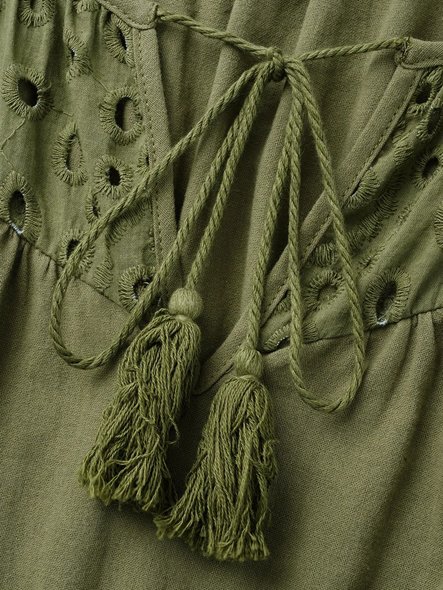 Broderie Anglaise Tassels Tie Knot Dress sold by Bloomchic product image thumbnail 5